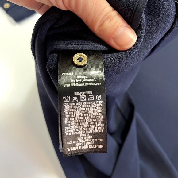 NWT Ted Baker Small Colour By Numbers Delphin Shift Dress Navy Print Collar - Picture 14 of 16